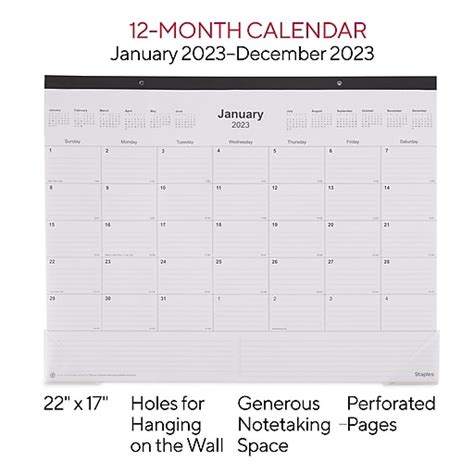 Staples Desk Calendar 2023